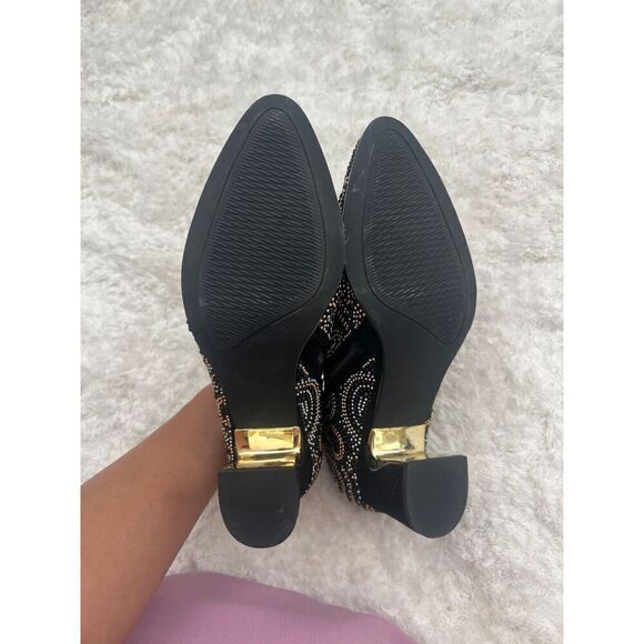 Django & Juliette Leather Suede Silver Gold Studded Ankle Bootie Boots size 37 - Picture 3 of 5